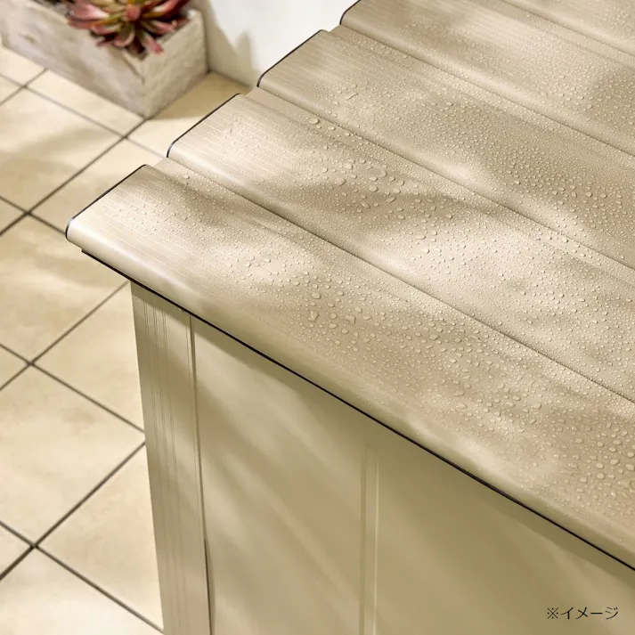 カインズ オリジナル 静かに開閉できるアルミ収納ベンチ ベージュ 幅180cm 奥行45cm 高さ48cm 縁台 屋外収納