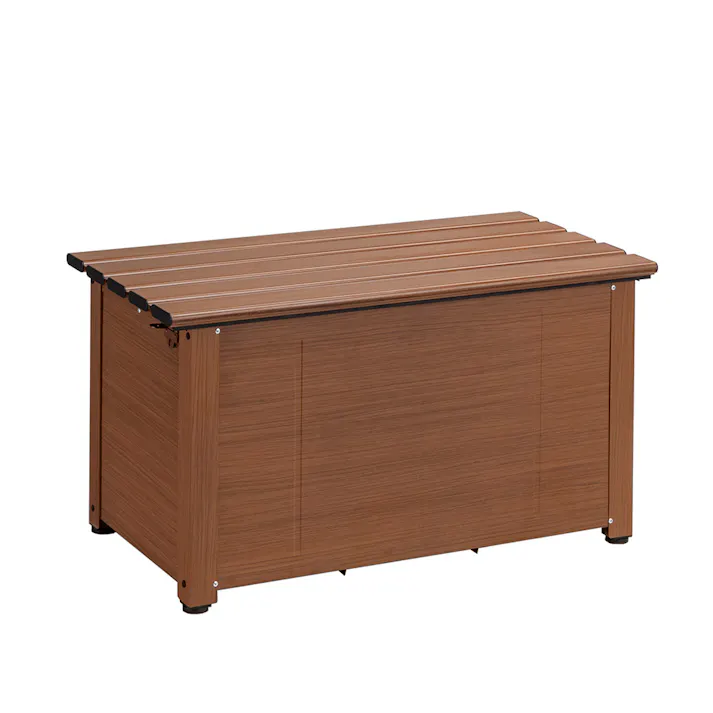 カインズ 静かに開閉できるアルミ収納ベンチ 木目調 幅90cm 奥行45cm 高さ48cm 縁台 屋外収納
