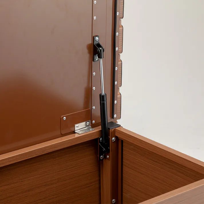 カインズ 静かに開閉できるアルミ収納ベンチ 木目調 幅90cm 奥行45cm 高さ48cm 縁台 屋外収納