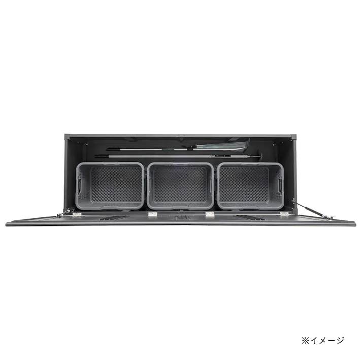 カインズ オリジナル 静かに開閉アルミ収納ベンチ 奥行ワイド ブラック 幅180cm 奥行64.4cm 高さ48.6cm 縁台 屋外収納【SU】