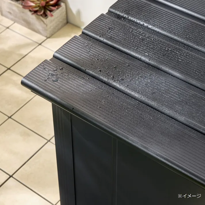 カインズ オリジナル 静かに開閉アルミ収納ベンチ 奥行ワイド ブラック 幅180cm 奥行64.4cm 高さ48.6cm 縁台 屋外収納【SU】
