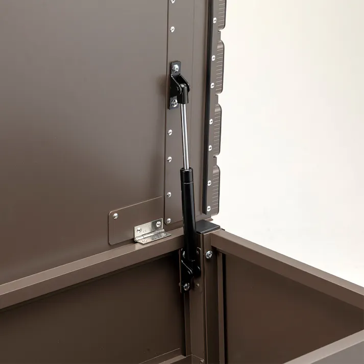 カインズ オリジナル 静かに開閉できるスチール収納ベンチ ブラウン 幅120cm 奥行45cm 高さ48cm 縁台 屋外収納