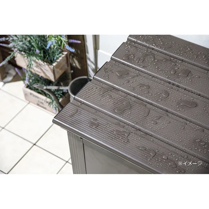 カインズ オリジナル 静かに開閉できるスチール収納ベンチ ブラウン 幅120cm 奥行45cm 高さ48cm 縁台 屋外収納