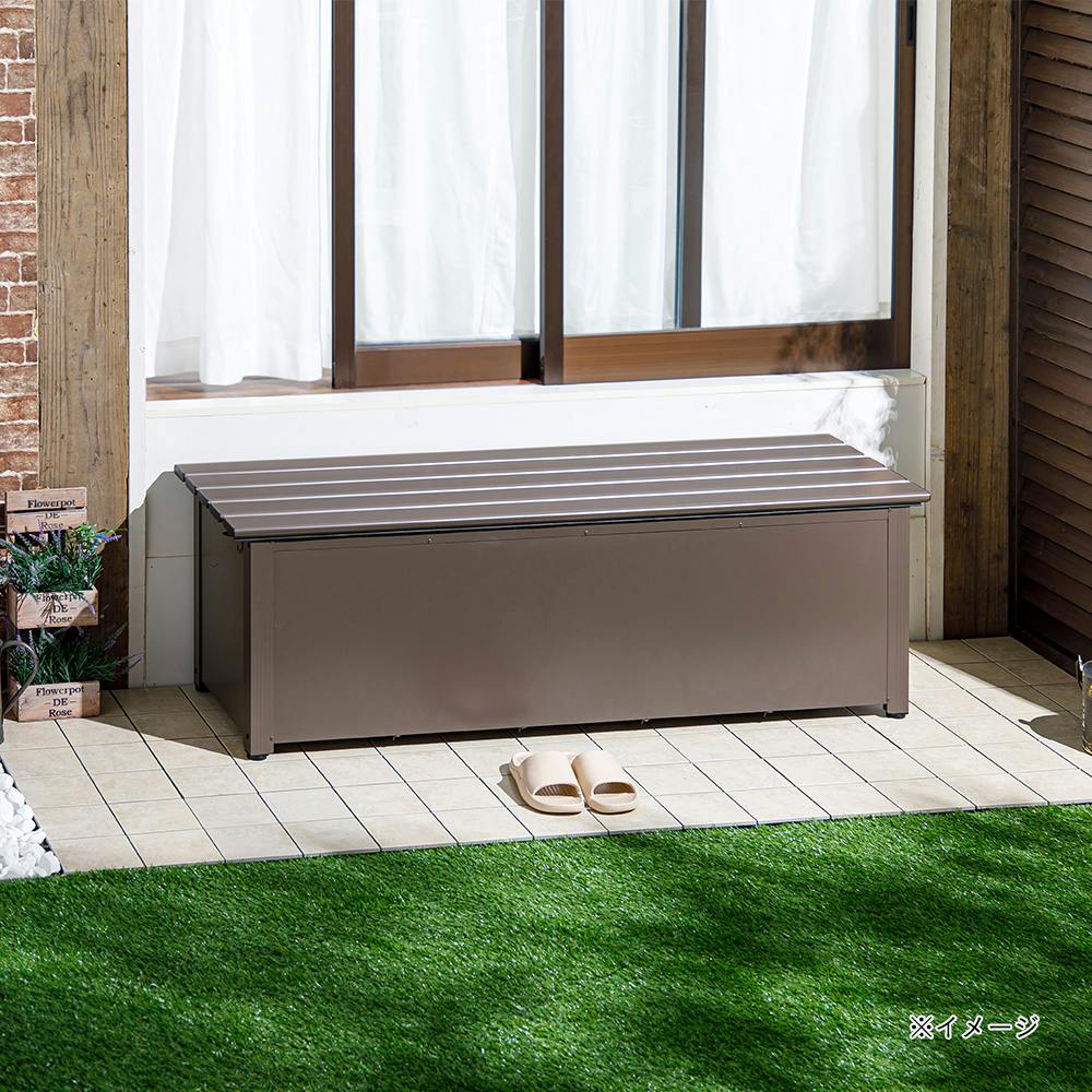 カインズ オリジナル 静かに開閉できるスチール収納ベンチ ブラウン 幅