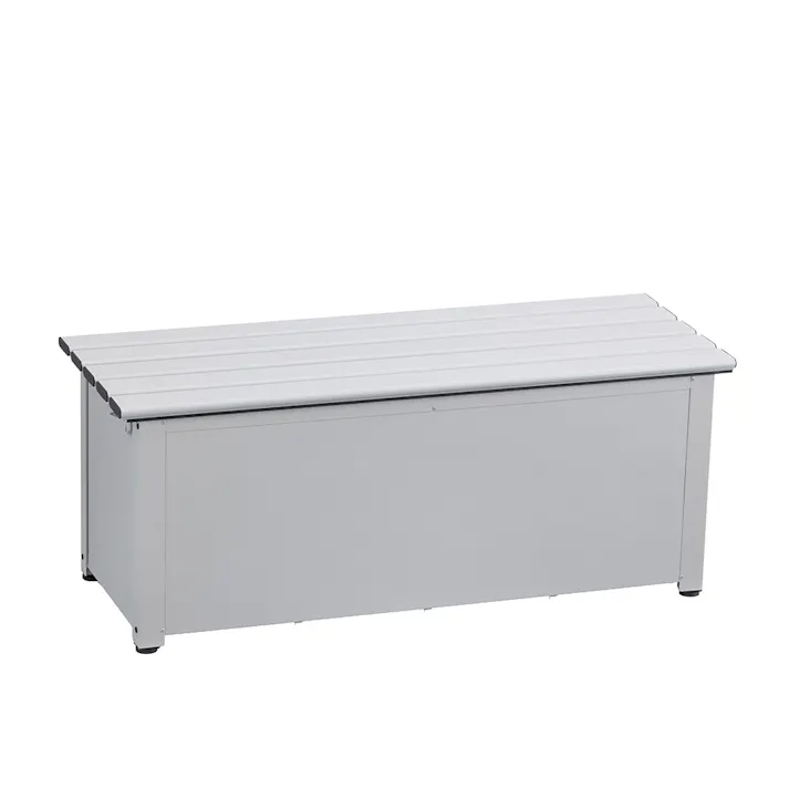 カインズ オリジナル 静かに開閉できるスチール収納ベンチ グレー 幅120cm 奥行45cm 高さ48cm 縁台 屋外収納