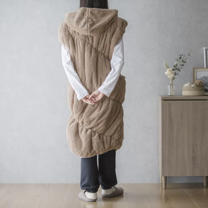 羽織れるあったかロールクッション BIG モカ