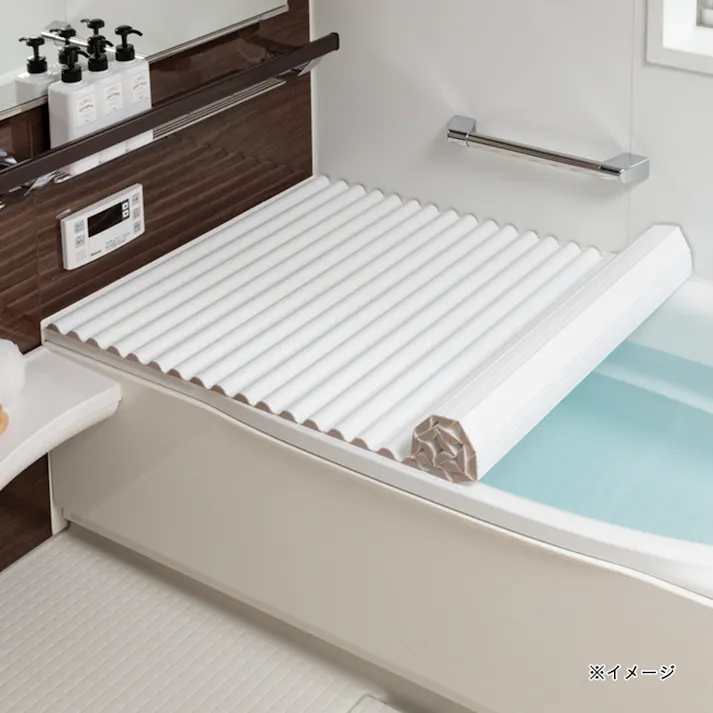 ミゾが少なくお掃除しやすい波型風呂フタ W16 ホワイト 80cm×160cm