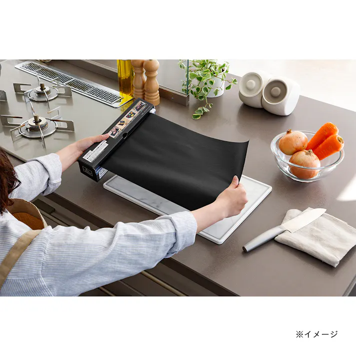 蓋を開けずに切れる 抗菌まな板シート ブラック 5m