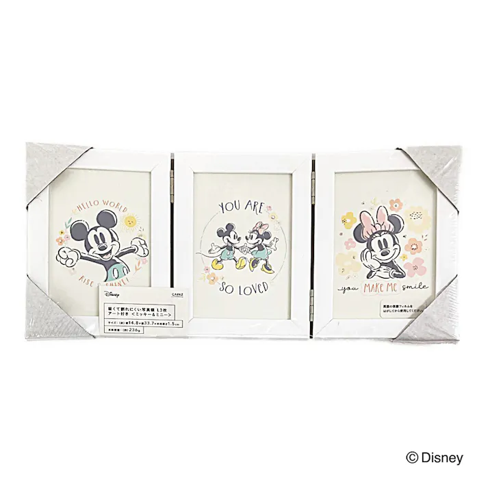 カインズ 軽くて割れにくい写真額 ホワイト L×3枚 ミッキーマウス&ミニーマウス