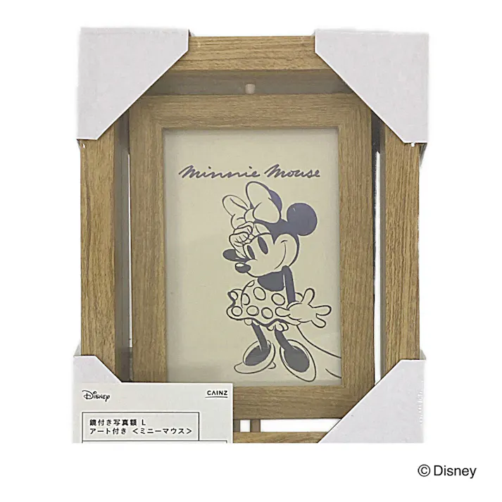 カインズ 鏡付き写真額 ナチュラル L ミニーマウス