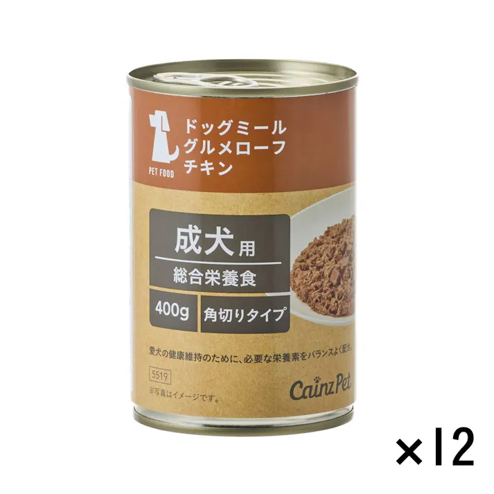 【ケース販売】ドッグミール缶 グルメローフ チキン 成犬用 400g×12個入