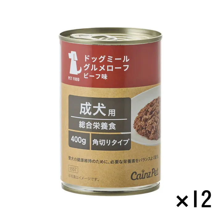 【ケース販売】ドッグミール缶 グルメローフビーフ味 成犬用 400g×12個入