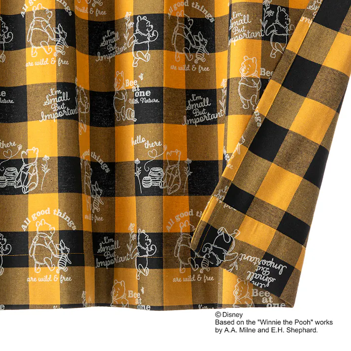 遮光 4枚組カーテン くまのプーさん イエロー 100×200cm