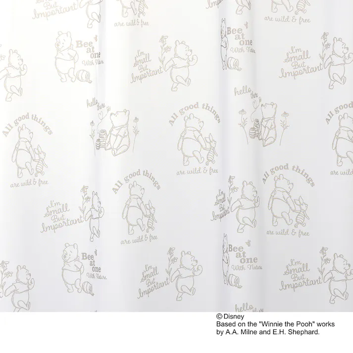 遮光 4枚組カーテン くまのプーさん イエロー 100×210cm