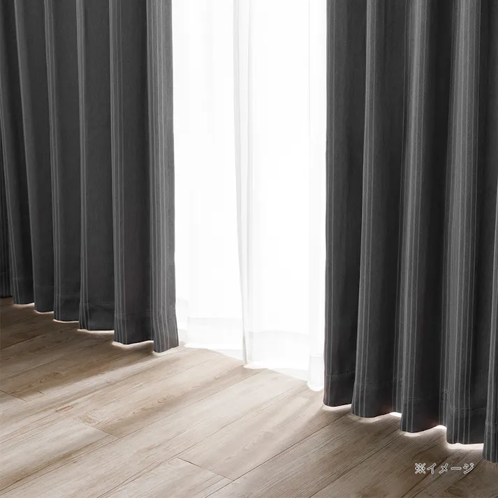 遮光4枚組カーテンドットライン グレー 幅100×丈200cm