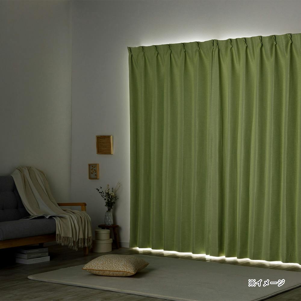 防炎遮光カーテン メホラール ライトグリーン 100×178cm 2枚組