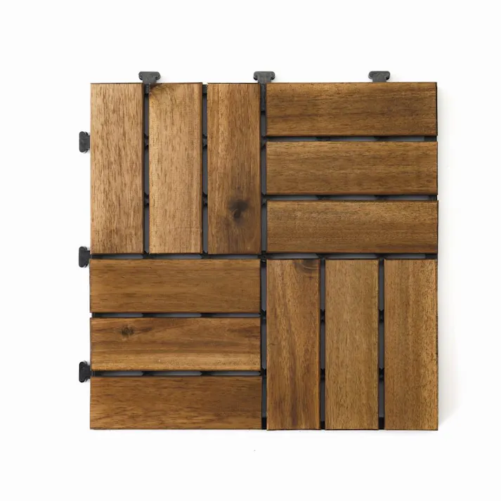 【ケース販売】カインズ アカシアジョイントデッキ 市松貼り ブラウン 18枚入り