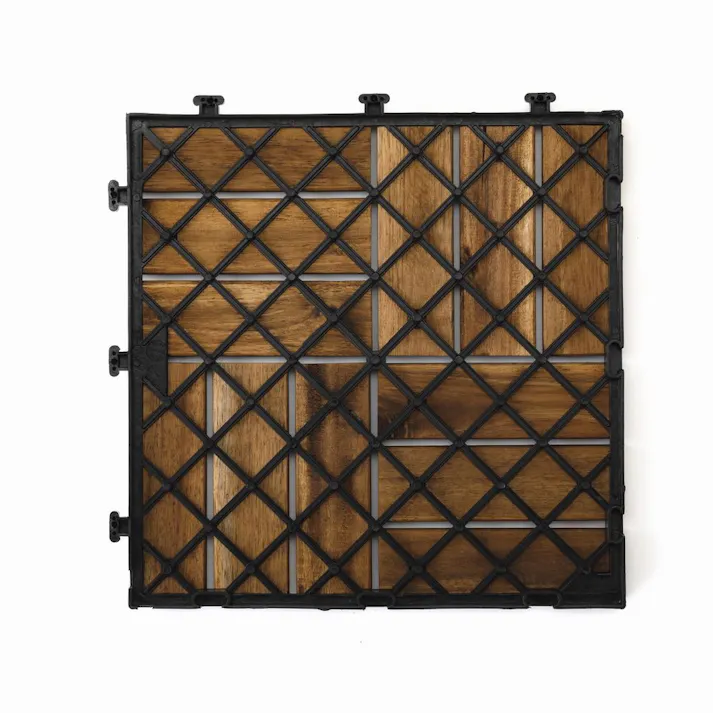 【ケース販売】カインズ アカシアジョイントデッキ 市松貼り ブラウン 18枚入り