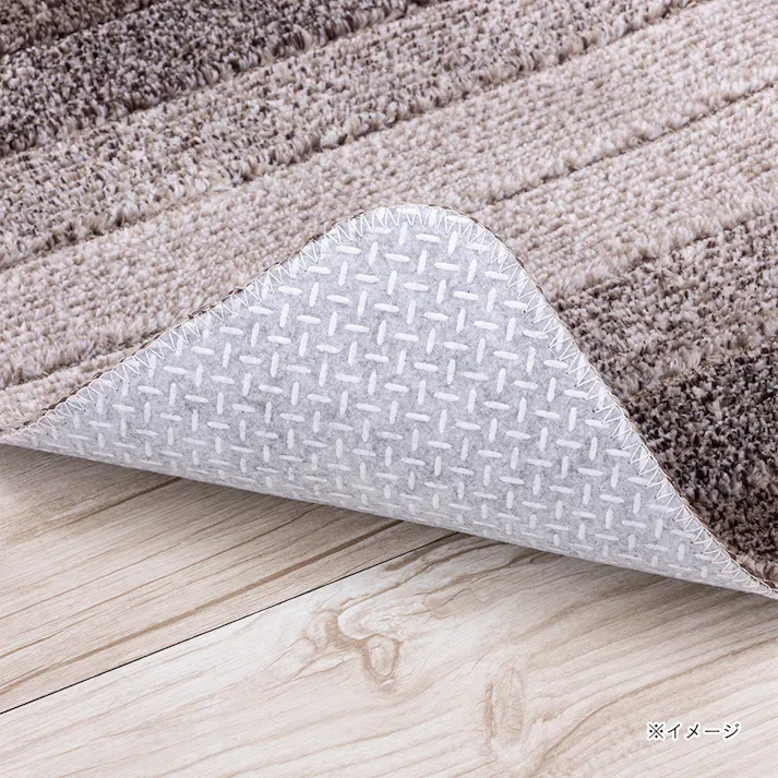 洗えるキッチンマット ボーダーブラウン 45×180cm 厚み8mm 洗濯機可