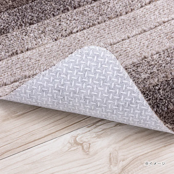 洗えるキッチンマット ボーダーブラウン 45×240cm 厚み8mm 洗濯機可