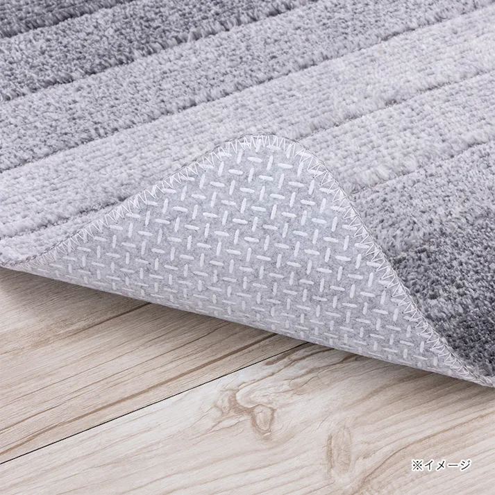 洗えるキッチンマット ボーダーグレー 45×120cm 厚み8mm 洗濯機可