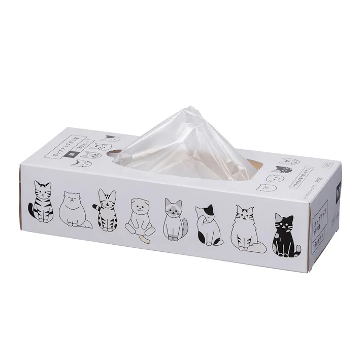 ポップアップポリ袋 マチ付 Mサイズ 180枚 キャットデザインA