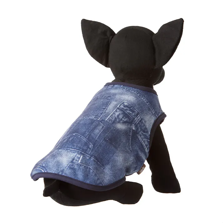 【送料無料】デニムプリントカットソー 6Lサイズ ペット服(犬の服)