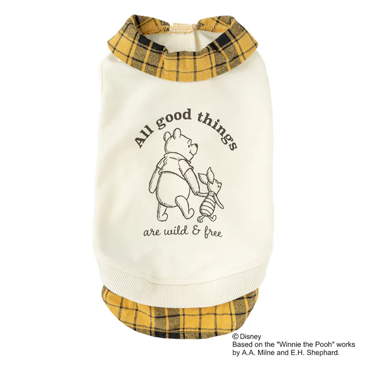 【送料無料】重ね着風カットソー くまのプーさん Lサイズ ペット服(犬の服)(販売終了)