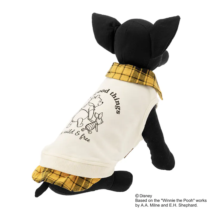 【送料無料】重ね着風カットソー くまのプーさん Lサイズ ペット服(犬の服)(販売終了)