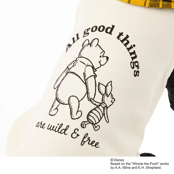 【送料無料】重ね着風カットソー くまのプーさん Lサイズ ペット服(犬の服)(販売終了)