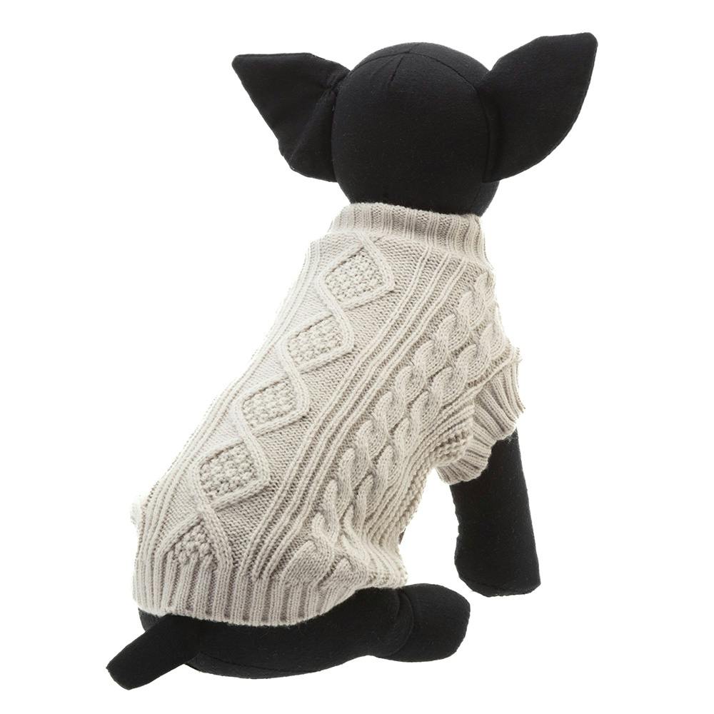 送料無料】ケーブル編みニット グレー Lサイズ ペット服(犬の服)(販売