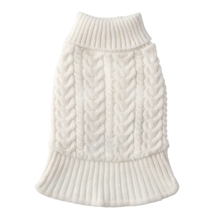 【送料無料】ニットワンピース アイボリー Lサイズ ペット服(犬の服)(販売終了)