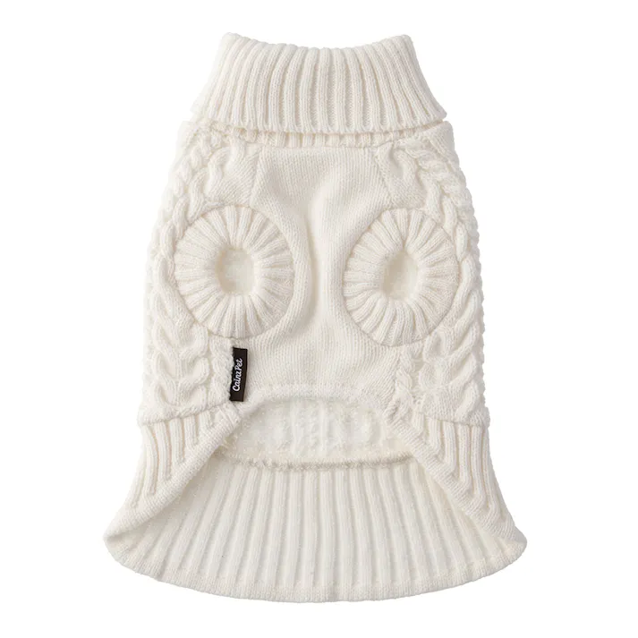 【送料無料】ニットワンピース アイボリー Lサイズ ペット服(犬の服)(販売終了)