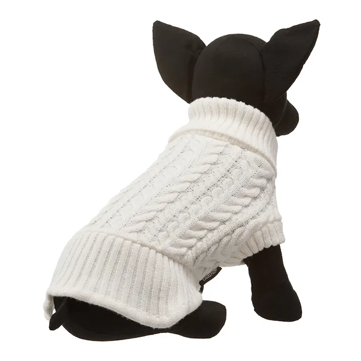 【送料無料】ニットワンピース アイボリー Lサイズ ペット服(犬の服)(販売終了)