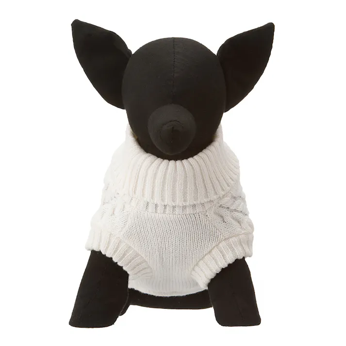 【送料無料】ニットワンピース アイボリー Lサイズ ペット服(犬の服)(販売終了)
