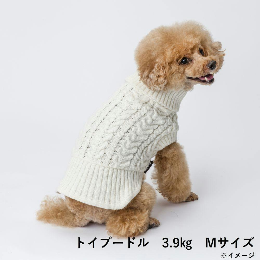 犬服　白いワンピース　ペットワンピース　犬ワンピース 送料無料】ニットワンピース アイボリー Lサイズ ペット服(犬の服