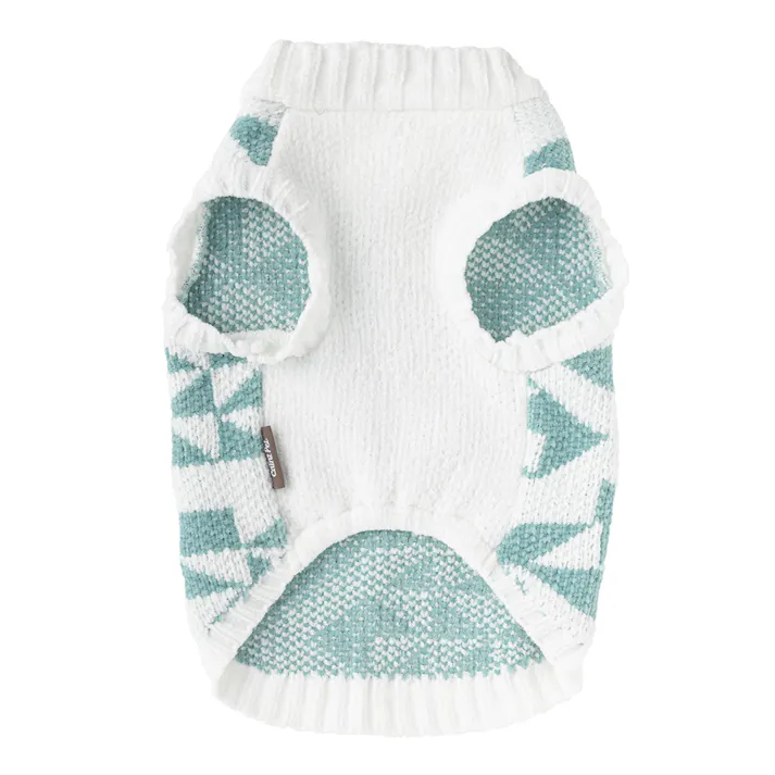 【送料無料】幾何学柄ニット グリーン MDサイズ ペット服(犬の服)(販売終了)
