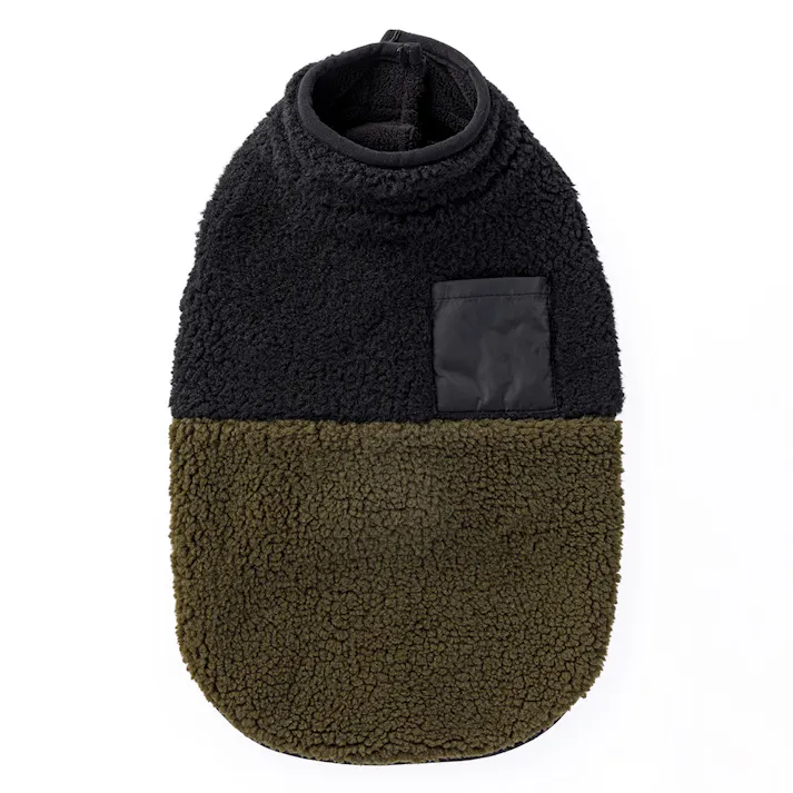 【送料無料】リバーシブルボアベスト カーキ SSサイズ ペット服(犬の服)