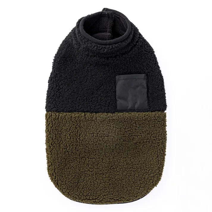 【送料無料】リバーシブルボアベスト カーキ SDサイズ ペット服(犬の服)