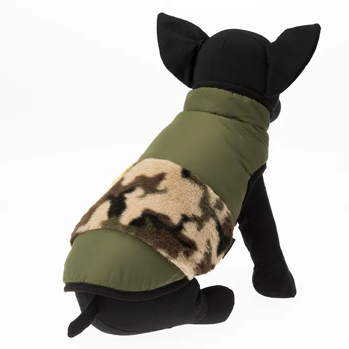 【送料無料】切替ダウン調ウェア カーキ SSサイズ ペット服(犬の服)(販売終了)