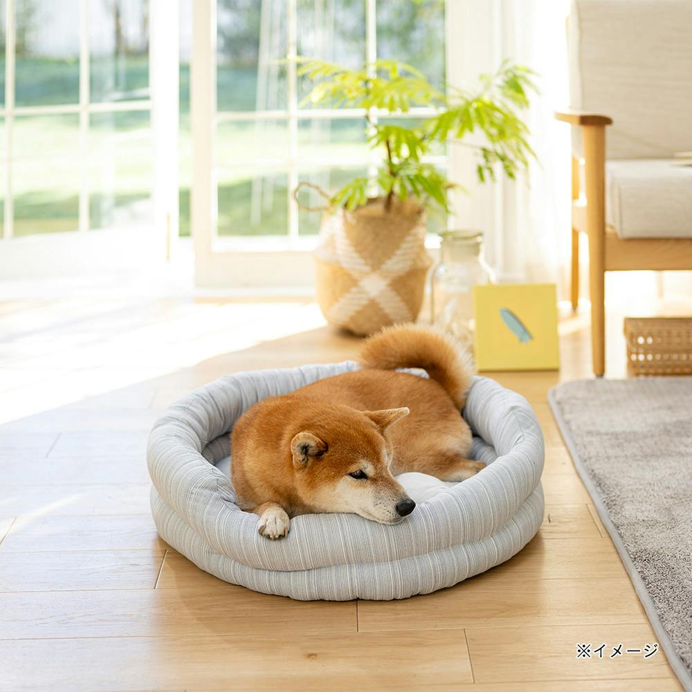 ひんやり丸型ベッドジャンボ ブルー/グレー | ペット用品（犬