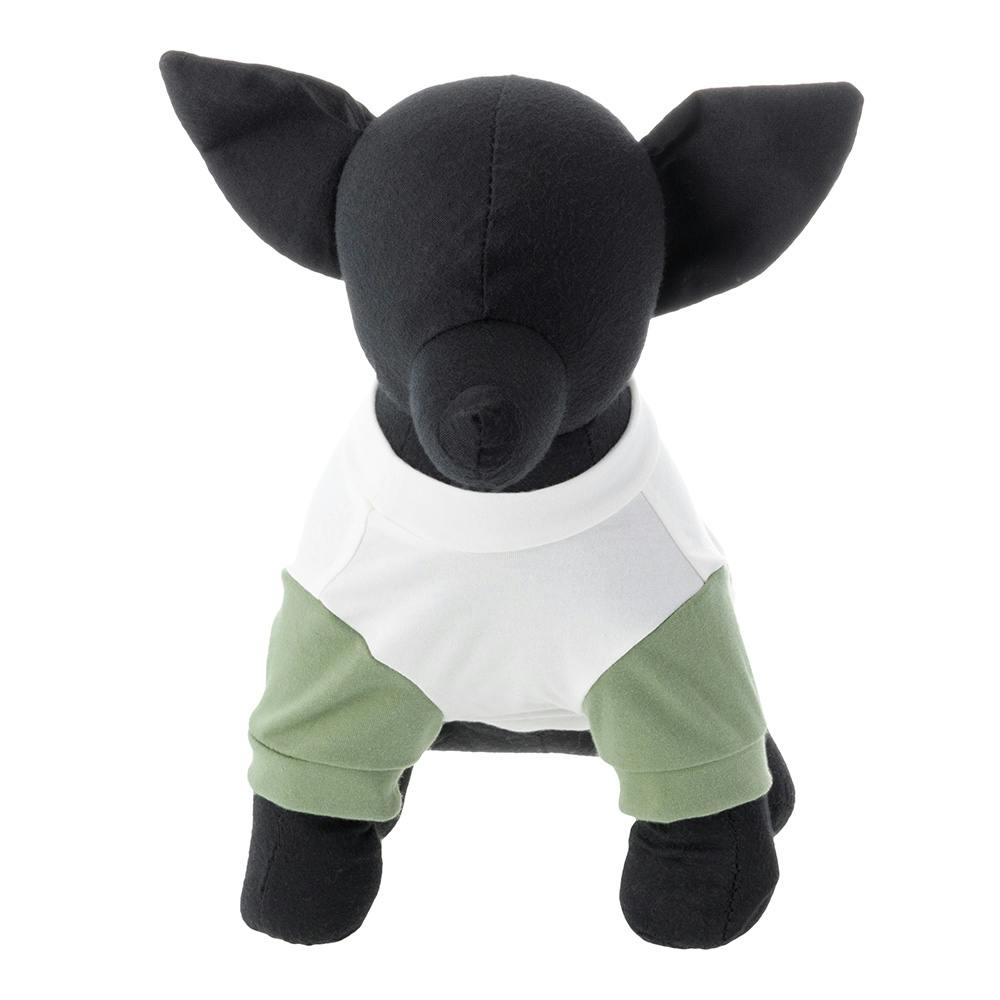 ボーダー袖の犬の服 送料無料】袖付きボーダーカットソー オリーブ Lサイズ ペット服(犬の