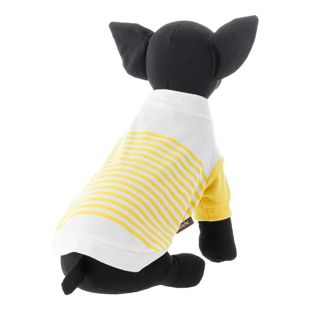 ボーダー袖の犬の服 送料無料】袖付きボーダーカットソー イエロー Lサイズ ペット服(犬の