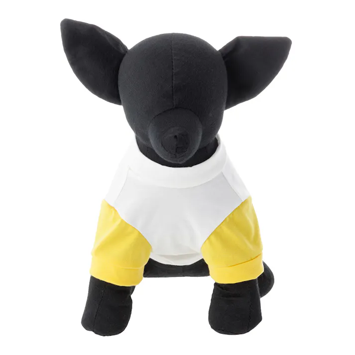 【送料無料】袖付きボーダーカットソー イエロー Lサイズ ペット服(犬の服)(販売終了)