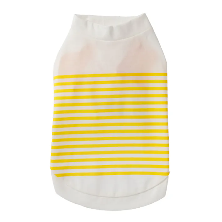 【送料無料】袖付きボーダーカットソー イエロー Lサイズ ペット服(犬の服)(販売終了)