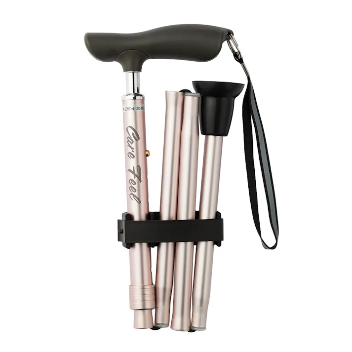 ケアフィール にぎりやすい杖(折りたたみ) ピンク