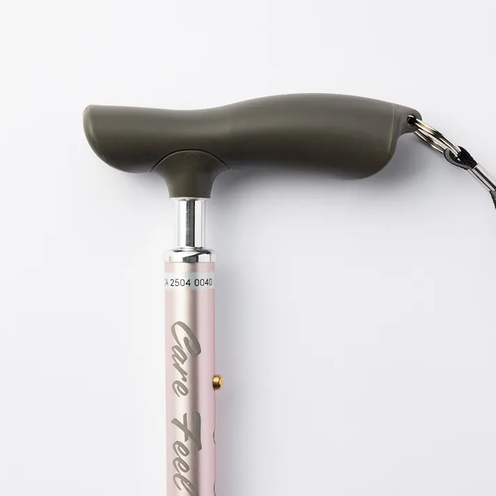 ケアフィール にぎりやすい杖(折りたたみ) ピンク