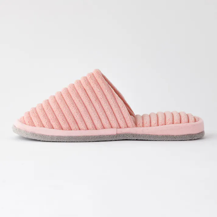 履いて歩くだけで掃除もできるスリッパ リブピンク M