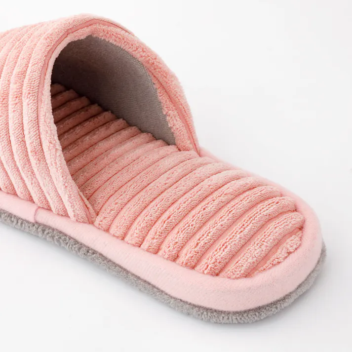 履いて歩くだけで掃除もできるスリッパ リブピンク M
