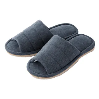 履いて歩くだけで掃除もできる前開きスリッパ ネイビー L